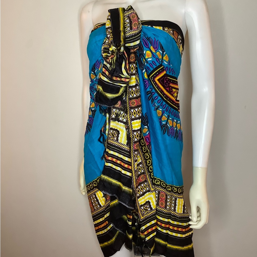 Vibrant Blue Sarong Wrap NWT Tribal Print